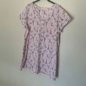 Aria Paris Theme Nightgown XL Eiffel Tower French Country Aesthetic EUC Stripes